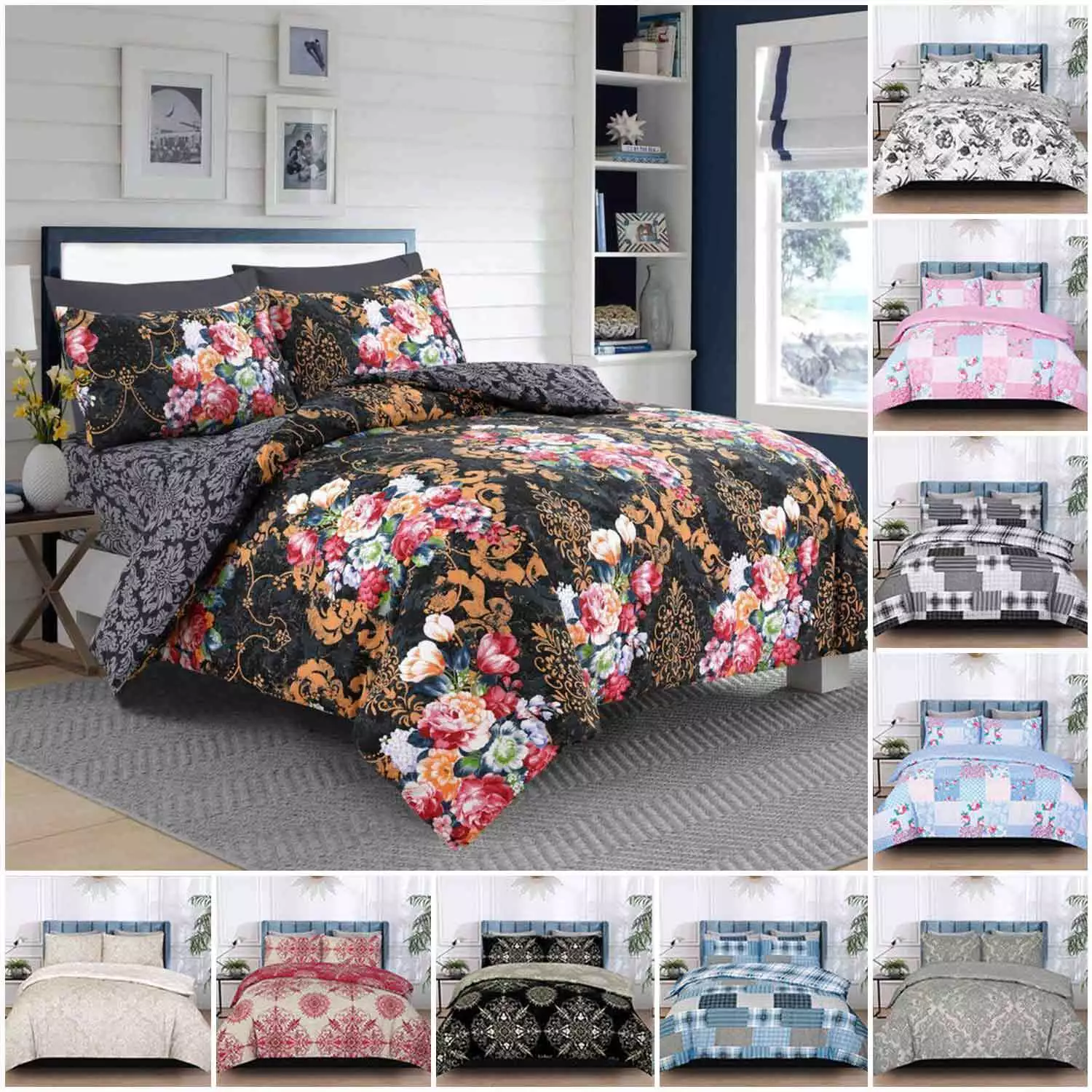 3 Piece Rich Cotton Duvet Cover Bedding Set Single